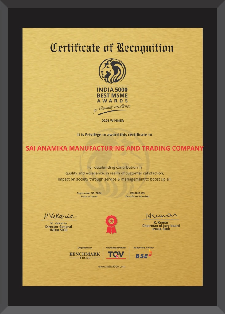India 5000 Best MSME Award Certificate